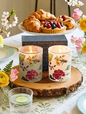 PARTYLITE Fresh Garden Mix Lemon Votive Candle Holders Set of 2 NEW!